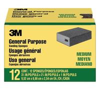 3M Esponja de Lijado, 3 3/4 x 2 5/8 Pulgadas, Mediano, Paquete de 12