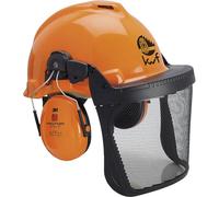 3M Forst Zubehör - Casco Forestal con Visera y protección auditiva, Adecuado para tamaños de Cabeza de 53-62 cm, HDPE Naranja