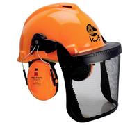 3M G3000MOR31FH15B - Casco de protección para silvicultura y protección auditiva H31, Soporte FH1 y Visera de Red 5B, Color Naranja
