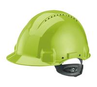 3M G3000NUV-GB - Casco G3000 HI-VIZ (verde,alta visibilidad), con arnés de ruleta y banda sudor plástico