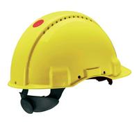 3M G3000NUV-GU - Casco G3000 amarillo, con arnés de ruleta y banda sudor plástico