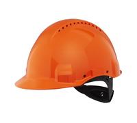 3M Casco de seguridad G30NUO ventilado, arnés de ruleta, banda para sudor de plástico Naranja