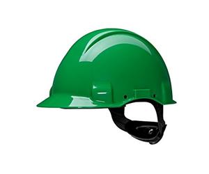 3M G3001CUV-GP - G3001 Casco, sin ventilación, verde, arnés estándar y banda sudor plástico