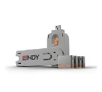 Lindy 40453 bloqueador de puerto Bloqueador de puerto + clave USB tipo A Naranja Acrilonitrilo butadieno estireno (ABS) 5 pieza(s)