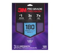 3M Hojas de lijado de precisión de grado profesional con agarre antideslizante, 9 x 11 pulgadas, grano 180, paquete de 3 (SHR180-PGP-3T)