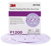 3M Hookit 30768 - Disco abrasivo de película de acabado morado 260L, 15 cm, sin polvo, P1200, 50 discos por caja