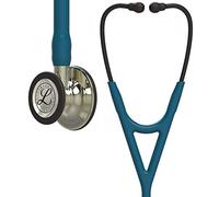 3M Littmann Cardiology IV Fonendoscopio para diagnóstico, campana y vástago de acabado en color champán, tubo azul Caribe y auricular color humo, 68,5 cm, 6190
