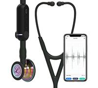 3M Littmann CORE Fonendoscopio Digital, 8572, Campana De Acabado De Alto Brillo En Arcoíris, Con Tubo, Vástago Y Auricular De Color Negro, 69 cm