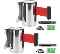 3M Montaje en Pared Cinturón Barrera,Yueser 2pcs Acero Inoxidable Cinta Barrera Cinta Retráctil de Control de Multitudes Seguridad Barrera Cinturón (Rojo)