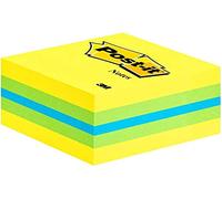 Post-It 2051-L Notas adhesivas en minicubo, Color Verde/Turquesa/Amarillo, 51 x 51 mm