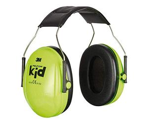 3M Peltor Kid -Auriculares con cancelación de ruido para niños sensibles a ruidos fuertes - Atenuación 27 dB, Verde Neón, Small