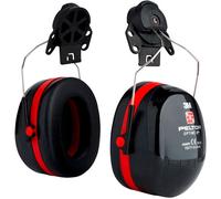 3M ™ Peltor™ Óptimos™ III Orejeras, 34 DB, Negro/Rojo Casco Montado
