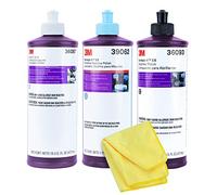 3M Perfect It - Kit de pulido y pulido | 36057 39062 36093 3M compuesto para frotar pinta, pulido a máquina, pulido ultrafino | compuesto de pulido, kit de pulido de coche | con paño de microfibra