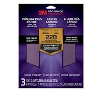 3M Pro Grade Precision Hojas de lijado más rápido, grano 220 fino, 26220TRI-3, 22.8 cm x 27.9 cm, 3/paquete