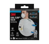 3M Respirador para lijado manual y herramientas eléctricas 8822, FFP2, con válvula, 5/paquete