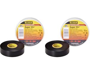 3M Scotch 06132 Super 33+ Cinta Eléctrica de Vinilo, 19 mm x 20 m, 1 Rollo, Negro (Paquete de 2)
