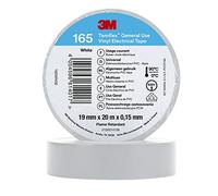 3M Temflex 165 - Cinta aislante (vinilo, 0,152 mm x 19 mm x 20 m), color blanco
