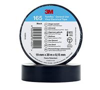 3M Temflex 165 - Cinta aislante, vinilo negro, 0,152 mm x 19 mm x 20 m