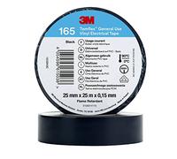 3M Temflex Cinta aislante de vinilo 165 negro, 25 mm x 25 m, 10 rollos
