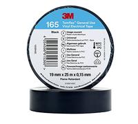 3M Temflex Cinta eléctrica de vinilo 165, color negro, 19 mm x 25 m, 10 rollos