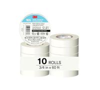 3M Temflex Cinta eléctrica de vinilo multiusos 165, blanco, 19 mm x 18 m, paquete de 10 rollos