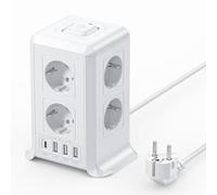3M Torre Regletas Enchufes, Regleta Enchufes Proteccion Sobretension con Interruptor, con 8 Tomas de AC y 4 USB Regleta Vertical, Enchufe Multiple es Adecuado para Escritorios, Salones y Dormitorios