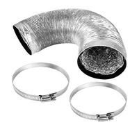 3m Tubo Flexible de Aluminio Diámetro 10cm, Resistencia al Calor Tubo de Manguera de Ventilación con Abrazaderas, Conducto de Extractor Flexible para Campana Extractora, Ventilador,Secadora