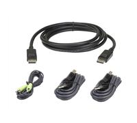 Aten 2L-7D03UDPX4 cable para video, teclado y ratón (kvm) 3 m Negro - Switch KVM (3 m, USB, USB, DisplayPort, Negro, USB, DisplayPort, 3.5 mm)