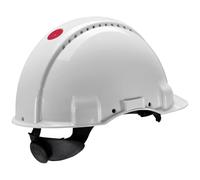 3M Uvicator G3001MUV-VI - Casco de Seguridad dieléctrico (1000 V, Cierre de carraca, no ventilado, 1000 V, Banda de Sudor de Piel), Color Blanco