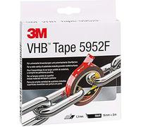 3M VHB Cinta Adhesiva 5952F - óptima adhesión a la mayoría de las pinturas en polvo, metales, vidrio, madera sellada, acrílico, policarbonato, ABS - 19 mm X 3 m, negro, espesor: 1.1mm (1 unidad)