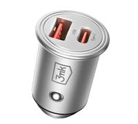 3mk Cargador de mechero ultracompacto 45W doble puerto USB y USB C, Plata