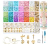3mm Cuentas Pulseras, 7800 Abalorios y Accesorios, Color Bolitas Pulseras, 24 Colores de Beads, Aros para Hacer Pendientes, Perlas para Hacer Pulseras, para DIY Hacer Pulseras Adulto und Niños