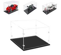3MM Grueso Transparente Acrílico de Pantalla Caja de Encimera de Ensamblaje, Base Gruesa, a Prueba de Polvo, para Objetos de Colección, Lego 42205 21270 75387 42161(Negro, 35x20x20cm/14x8x8in)