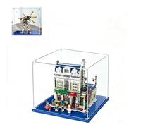 3mm Vitrina acrílica Transparente, Vitrina Expositora para Lego, Caja de Acrílico para el Hogar para Objetos de Colección，Caja de Acrílico con Base Azul para el Hogar (45x46x45CM)