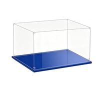 3mm Vitrina acrílica Transparente, Vitrina Expositora para Lego, Caja de Acrílico para el Hogar para Objetos de Colección，Caja de Acrílico con Base Azul para el Hogar (60x40x30CM)
