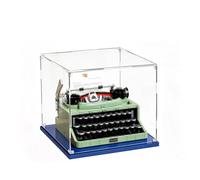 3mm Vitrina acrílica Transparente, Vitrina Expositora para Lego, Caja de Acrílico para el Hogar para Objetos de Colección，Caja de Acrílico con Base Azul para el Hogar (35x30x20CM)
