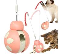 3MNSCD Dispensador de pelotas de juguete para gatos, vaso interactivo de escarabajo, juguete interactivo para gatos, bola de alimentación para gatos, varita deslizante (rosa)