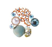 3MOG7Y1 Broches esmaltados de estrella de mar para mujer, unisex, diseño de concha de perla, alfileres de plantas marinas, banquetes, fiestas, mochilas, accesorios, 4x5cm, Ágata