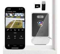 3MP 2K Window Security Camera, Cameras for Home Security, 2.4GHz & 5GHz WiFi Indoor, Sticks to Window, with Color Night Vision, Person & Motion Detection,24/7 Recording (White 5GHz)