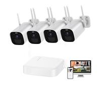 3MP Bullet Cámara IP inalámbrica HD CCTV 4CH Kits de de seguridad Par automático Construido en 5200mAh Videovigilancia & Play(2 Cams 64G Add G4R)