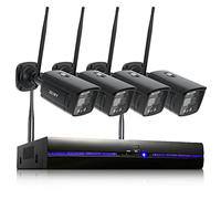3MP Kit Camara de Vigilancia WiFi Exterior con Spotlight, REIGY Sistema de Seguridad IP Interior 4X 1296P Camara y 8CH 5MP NVR, Visión Nocturna Colorida, Detección Movimiento Sin HDD Negro