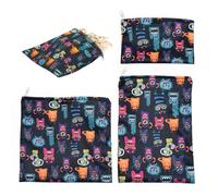 3pack Bolsa Para Sandwich Reutilizable, Bolsa Isotermica Reutilizable Para El Almuerzo, Bo-lsa De Almacenamiento De Alimentos Con Cremallera Pa-ra Frutas Y Verduras