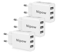 3Pack Enchufe USB 3Puertos, 15W Cargador USB Multiple Móvil Cargador Carga Rapida Multicargador, Carregador USBA Rapido para Samsung Galaxy S25 S24 S23, iPhone Air 17 16 15 14 13 12 XR, Huawei,Xiaomi