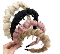 3Pack Vintage High Cranium Artificial Pearl Hairband, Hair Accessories Braid Tool Non Slip Hairband, Decorative Hair Bands for Women Girls (E)