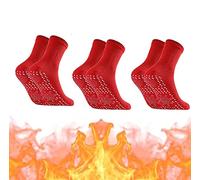 3pair Tourmaline Slimming Health Sock, Thermotherapeutic Sock, Self Heating Socks, Heated Ski Socks, Massage Socks (Large,Red)