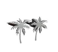 3pair Trendy Style Coconut Tree Stainless Steel Plated Cufflinks, Silver French Shirt Buttons, Suit Wedding Accessories(Silvery)