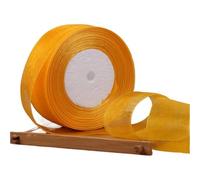 3pc 12mm 15mm 20mm 25mm 40mm 50mm White Organza Ribbon DIY Crafts Supplies Wedding Party Decoration Wrapping 50yards/Roll(Gold,15mm Organza)