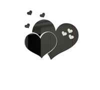 3pc 3D Acrylic Wall Stickers Style Hearts Fashion DIY Decals Self-adhesive LOVE Wedding Background Decoration Mirror Ornament(Black)