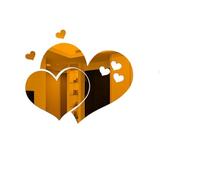 3pc 3D Acrylic Wall Stickers Style Hearts Fashion DIY Decals Self-adhesive LOVE Wedding Background Decoration Mirror Ornament(Brown)