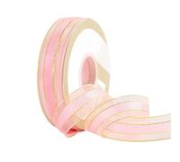 3pc (8 Meters/lot) 1'' (25mm) Gold Edge Satin Ribbons Packaging Ribbon Wedding(Pink)